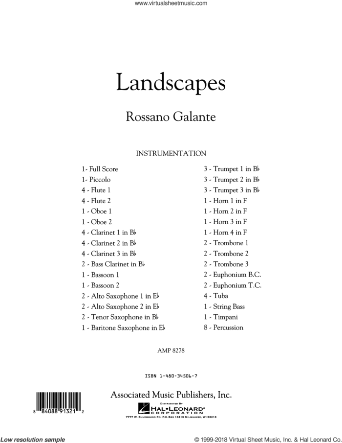 Landscapes (COMPLETE) sheet music for concert band by Rossano Galante, intermediate skill level