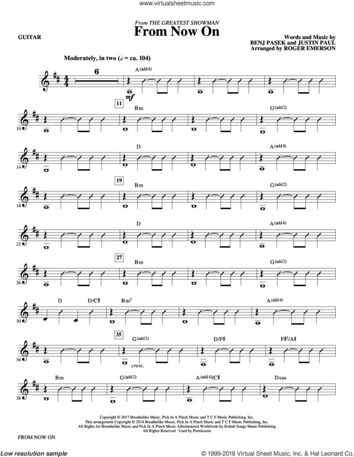 From Now On (from The Greatest Showman) (arr. Roger Emerson) sheet music for orchestra/band (guitar) by Pasek & Paul, Roger Emerson, Benj Pasek and Justin Paul, intermediate skill level