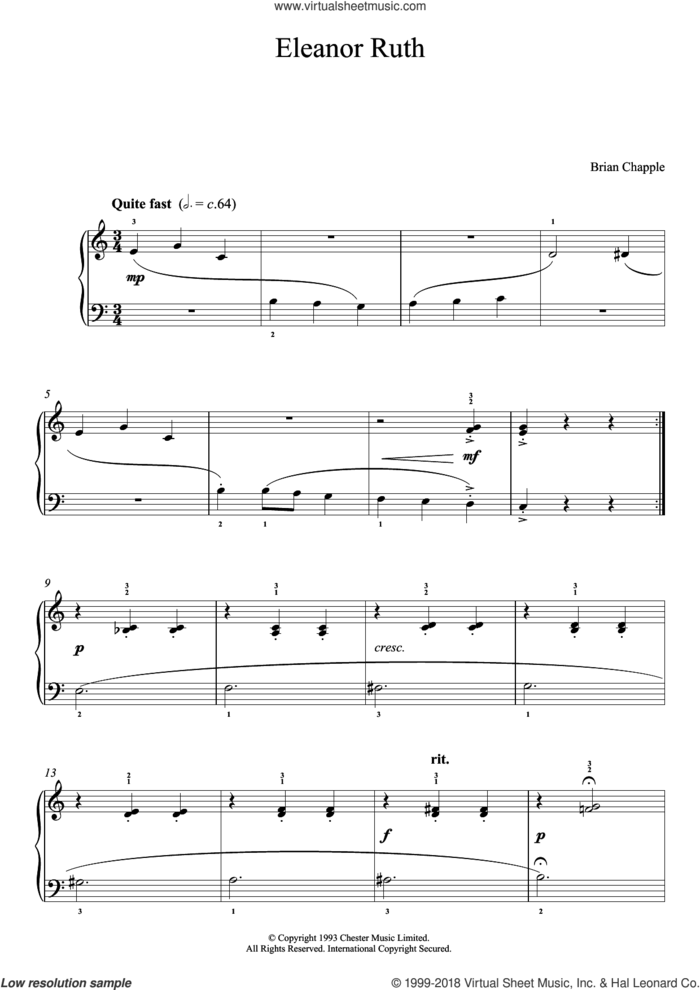 Eleanor Ruth (from In The Pink) sheet music for piano solo by Brian Chapple, classical score, intermediate skill level