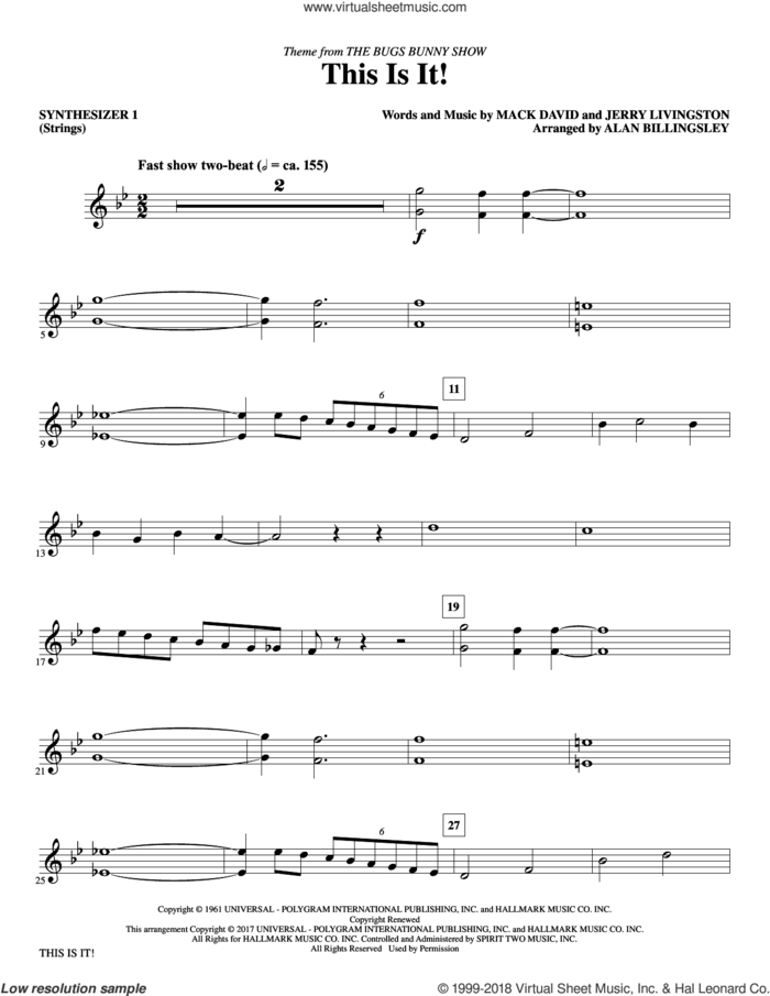 This Is It! (arr. Alan Billingsley) (complete set of parts) sheet music for orchestra/band by Alan Billingsley, Jerry Livingston, Mack David and Mack David & Jerry Livingston, intermediate skill level