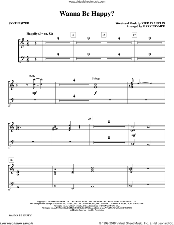 Wanna Be Happy? (complete set of parts) sheet music for orchestra/band by Mark Brymer, Al Green and Kirk Franklin, intermediate skill level