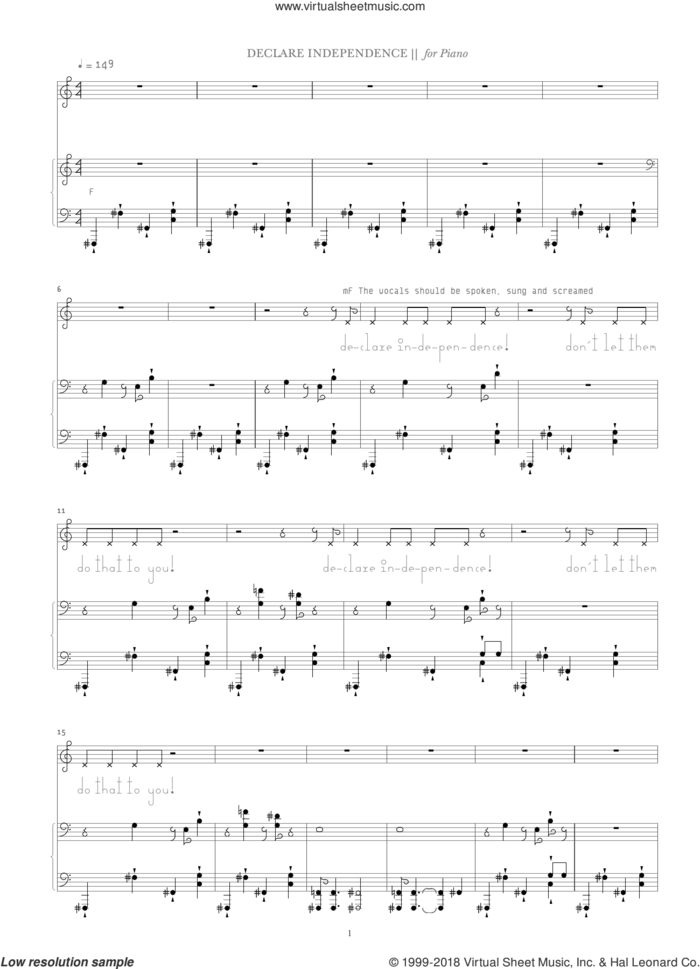 Declare Independence sheet music for voice and piano by Bjork Gudmundsdottir and Mark Bell, intermediate skill level