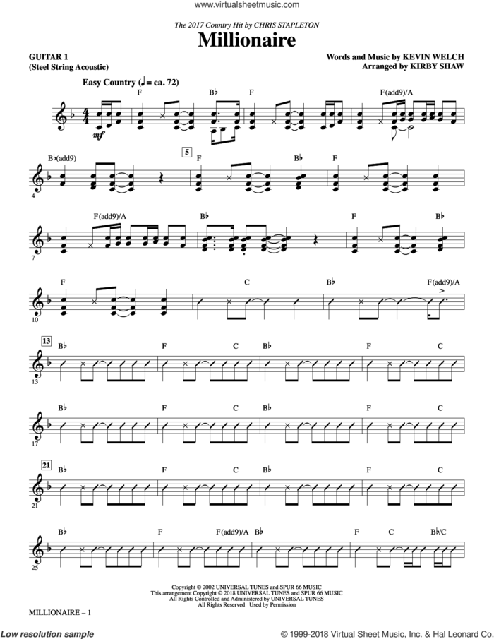 Millionaire (complete set of parts) sheet music for orchestra/band by Kirby Shaw, Chris Stapleton and Kevin Welch, intermediate skill level