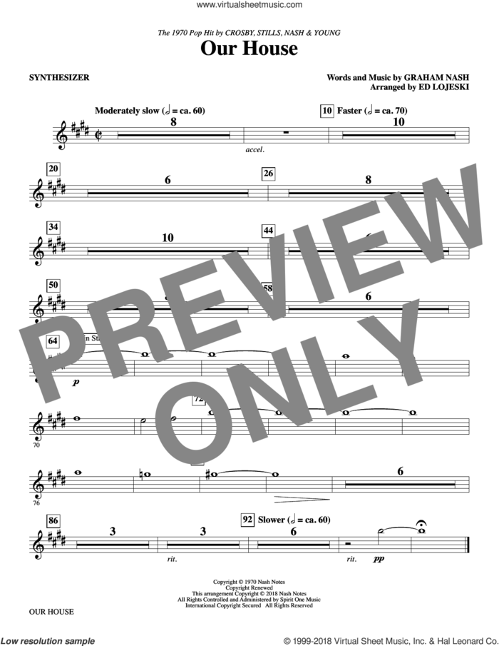 Our House (arr. Ed Lojeski) (complete set of parts) sheet music for orchestra/band by Ed Lojeski, Crosby, Stills, Nash & Young and Graham Nash, intermediate skill level