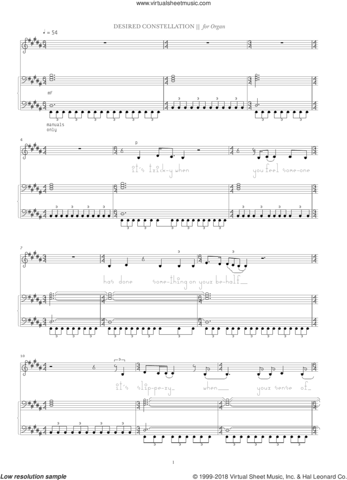 Desired Constellation sheet music for organ by Bjork Gudmundsdottir and Alary Olivier, intermediate skill level