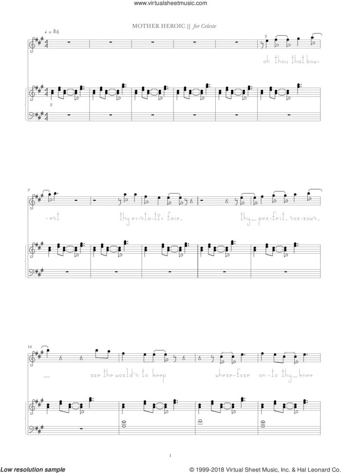Mother Heroic sheet music for organ by Bjork Gudmundsdottir and Guy Sigsworth, intermediate skill level