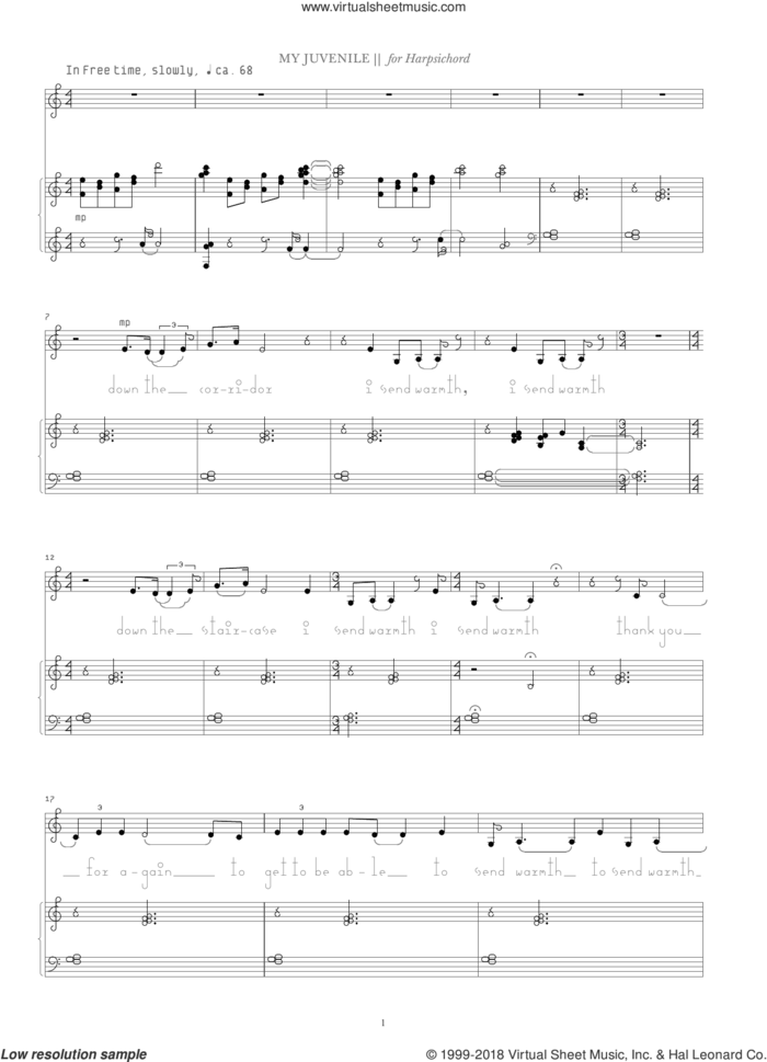 My Juvenile sheet music for organ by Bjork Gudmundsdottir, intermediate skill level