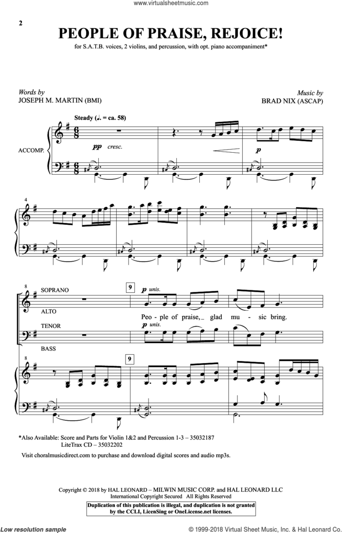 People Of Praise, Rejoice! sheet music for choir (SATB: soprano, alto, tenor, bass) by Joseph M. Martin and Brad Nix, intermediate skill level