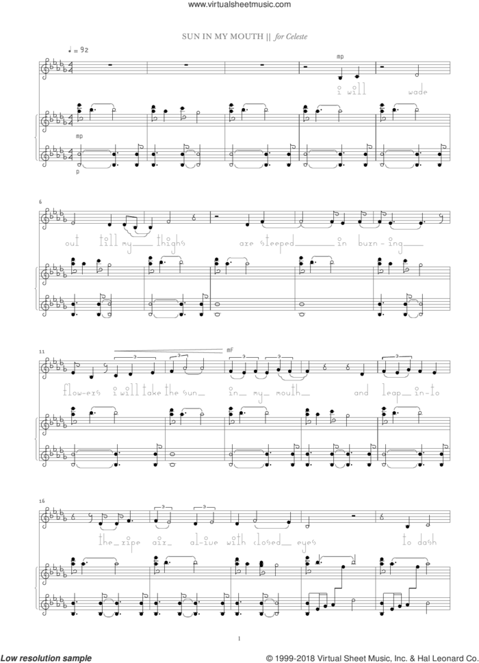 Sun In My Mouth sheet music for organ by Bjork Gudmundsdottir and Guy Sigsworth, intermediate skill level