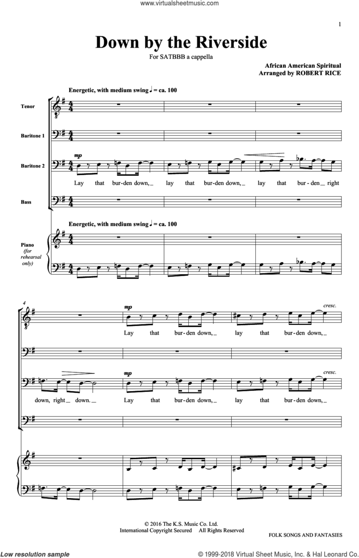 Down By The Riverside sheet music for choir (SATB: soprano, alto, tenor, bass) by The King's Singers and Miscellaneous, intermediate skill level