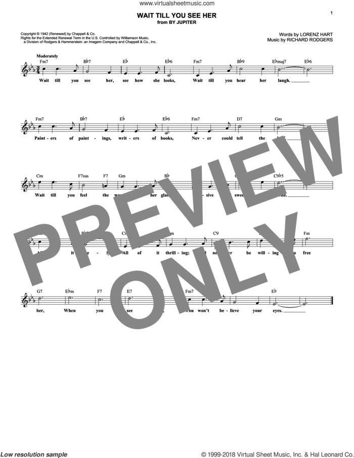 Wait Till You See Her sheet music for voice and other instruments (fake book) by Rodgers & Hart, Lorenz Hart and Richard Rodgers, intermediate skill level