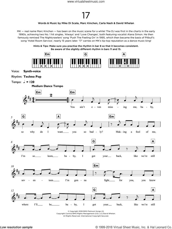 17 sheet music for piano solo (keyboard) by MK, Carla Nash, David Whelan, Marc Kinchen and Mike Di Scala, intermediate piano (keyboard)