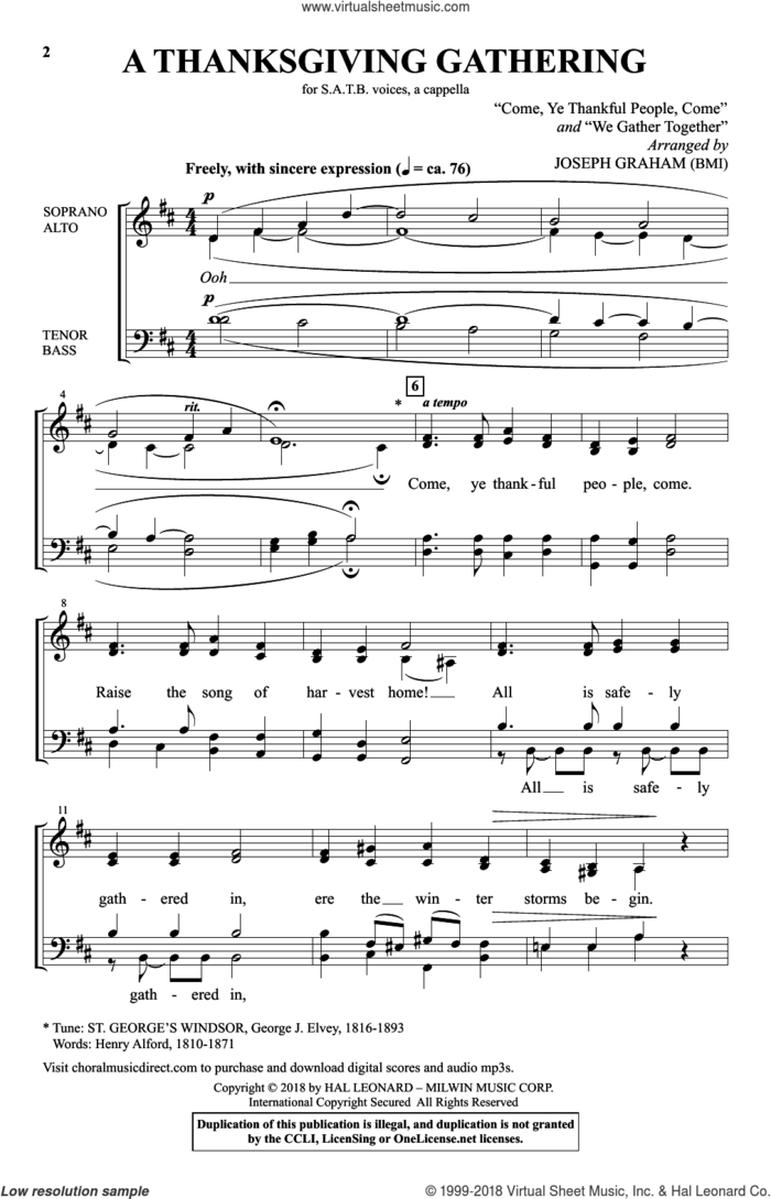 A Thanksgiving Gathering sheet music for choir (SATB: soprano, alto, tenor, bass) by Joseph Graham and Miscellaneous, intermediate skill level