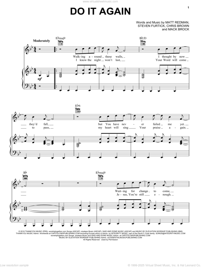 Do It Again sheet music for voice, piano or guitar by Elevation Worship, Chris Brown, Mack Brock, Matt Redman and Steven Furtick, intermediate skill level