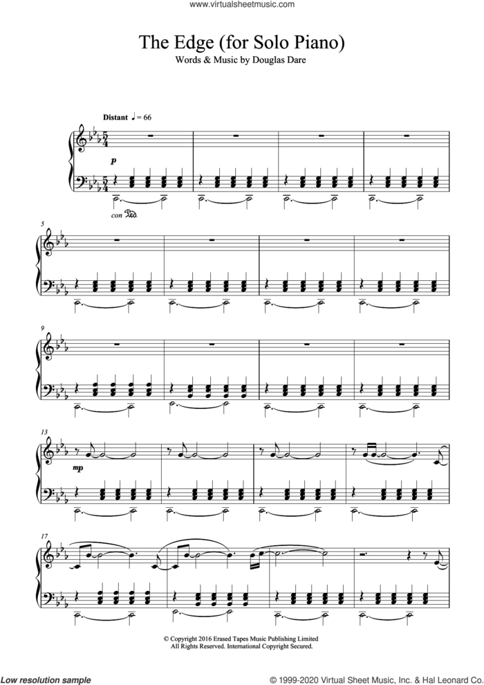 The Edge sheet music for piano solo by Douglas Dare, intermediate skill level