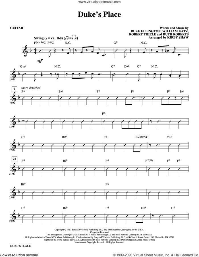 Duke's Place (complete set of parts) sheet music for orchestra/band by Kirby Shaw, Bob Thiele, Duke Ellington, Ruth Roberts and William Katz, intermediate skill level