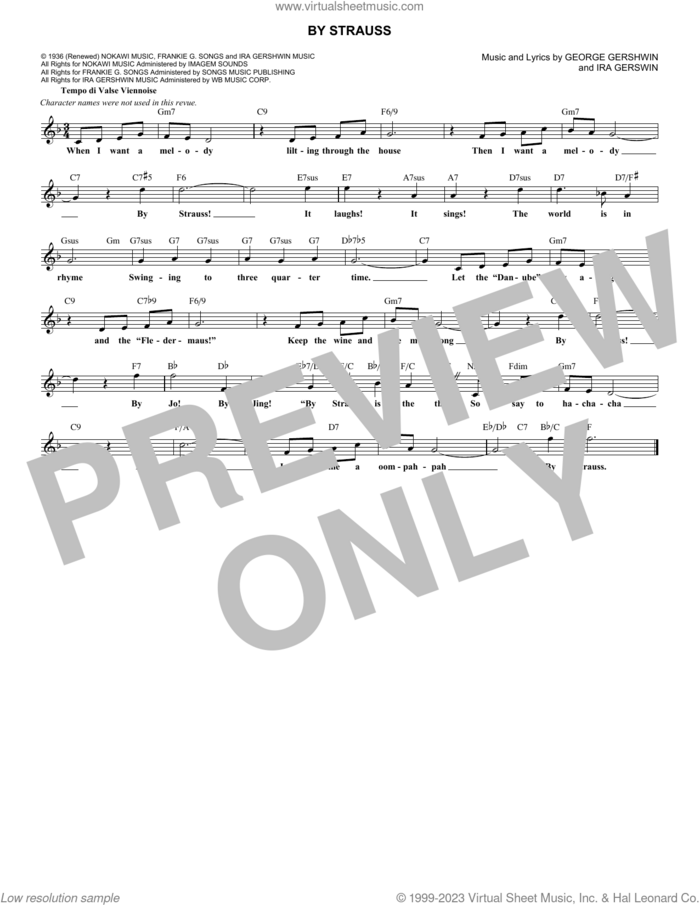 By Strauss sheet music for voice and other instruments (fake book) by George Gershwin and Ira Gershwin, intermediate skill level