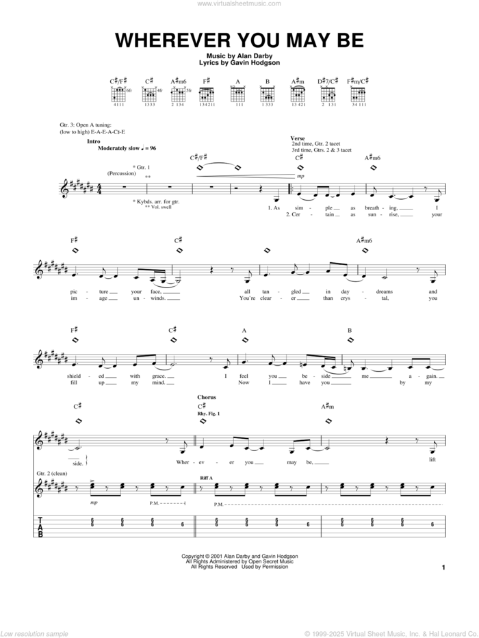 Wherever You May Be sheet music for guitar (tablature) by Bonnie Raitt, Alan Darby and Gavin Hodgson, intermediate skill level