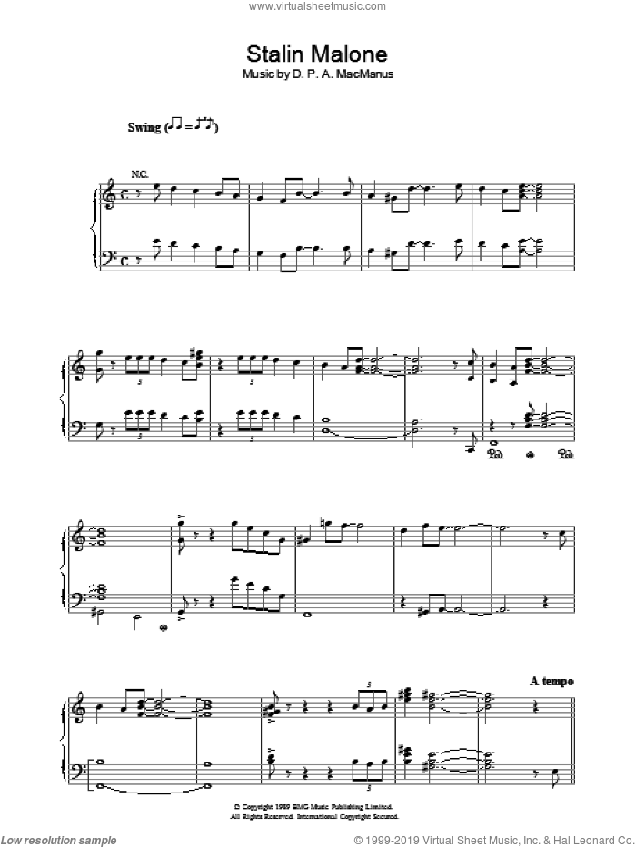 Stalin Malone sheet music for voice, piano or guitar by Elvis Costello and Declan Macmanus, intermediate skill level