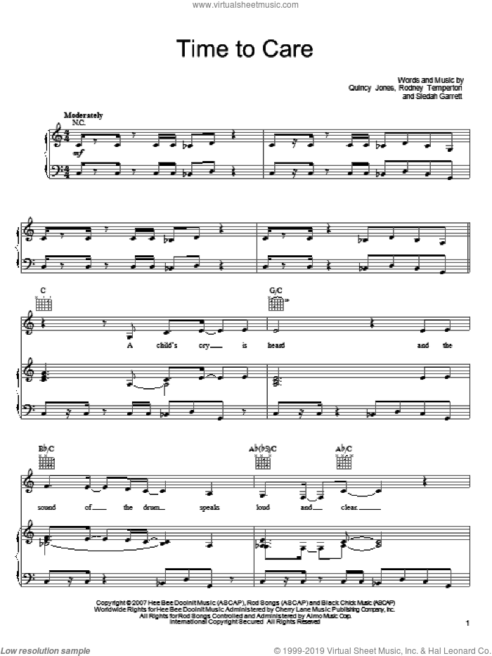 Time To Care sheet music for voice, piano or guitar by Quincy Jones, American Idol, Rodney Temperton and Siedah Garrett, intermediate skill level