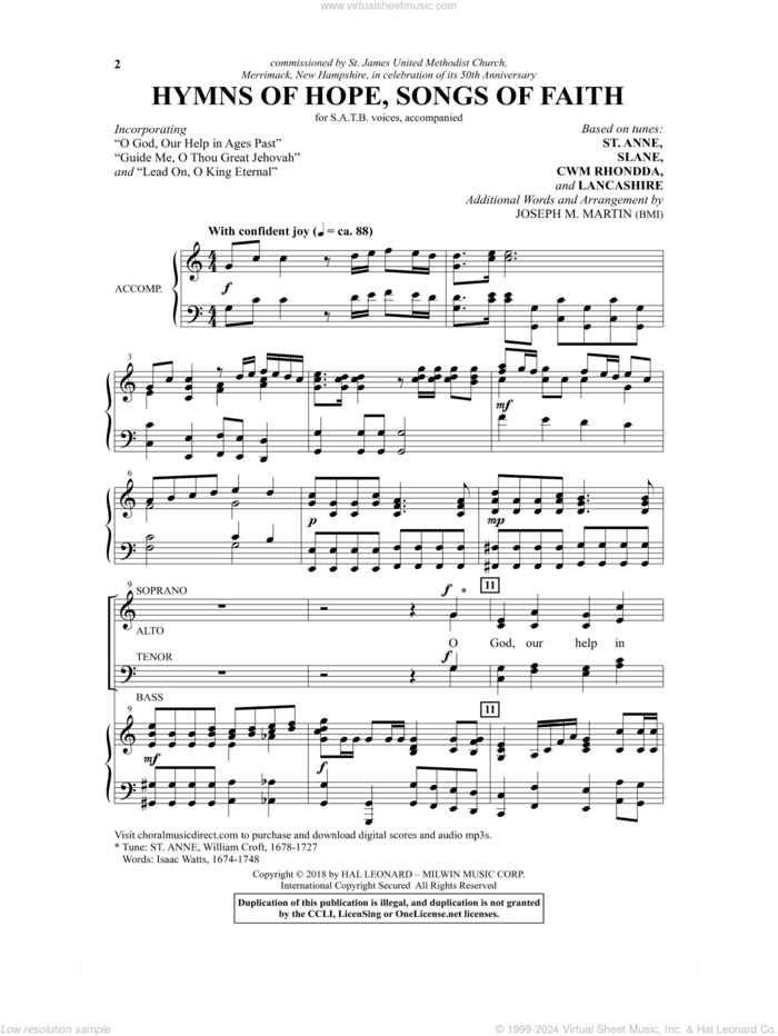 Hymns Of Hope, Songs Of Faith sheet music for choir (SATB: soprano, alto, tenor, bass) by Joseph M. Martin, intermediate skill level