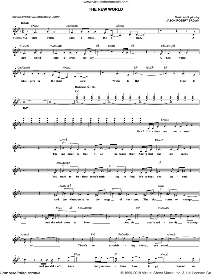 The New World (from Songs for a New World) sheet music for voice and other instruments (fake book) by Jason Robert Brown, intermediate skill level