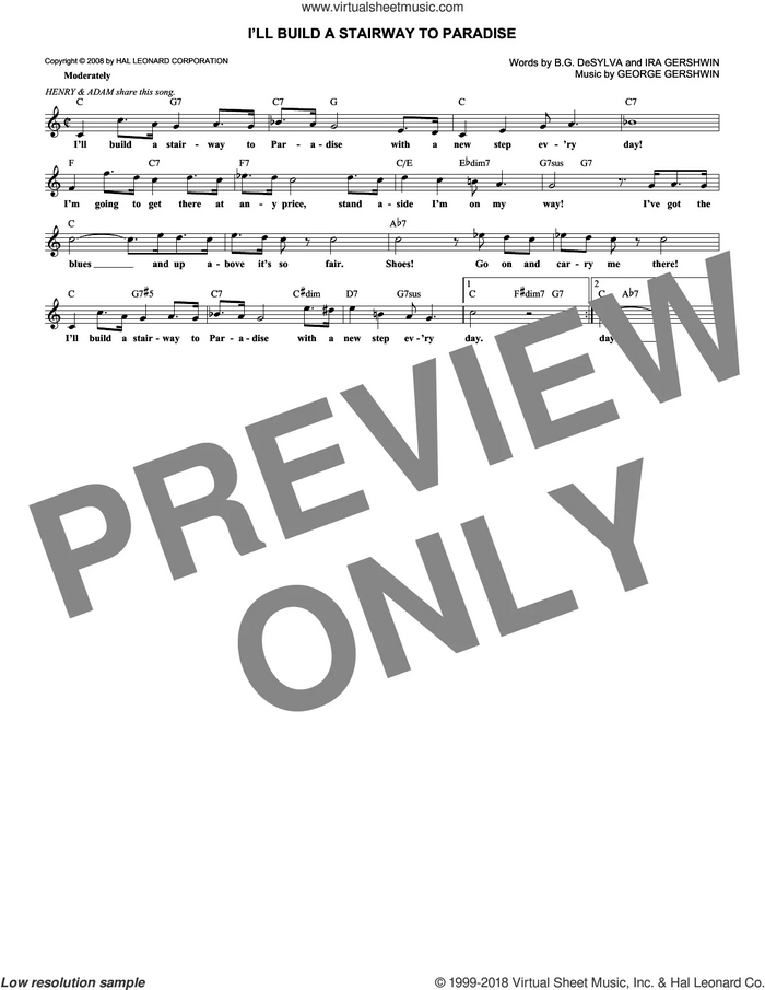 I'll Build A Stairway To Paradise sheet music for voice and other instruments (fake book) by George Gershwin, Buddy DeSylva and Ira Gershwin, intermediate skill level