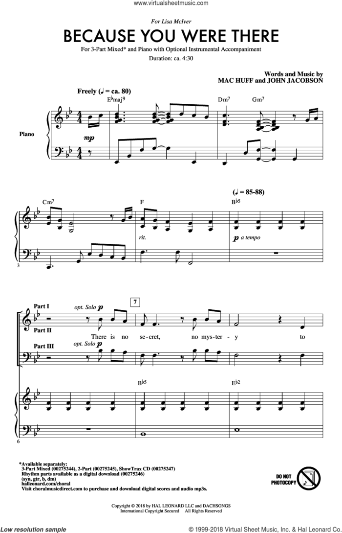 Because You Were There sheet music for choir (3-Part Mixed) by Mac Huff and John Jacobson, intermediate skill level