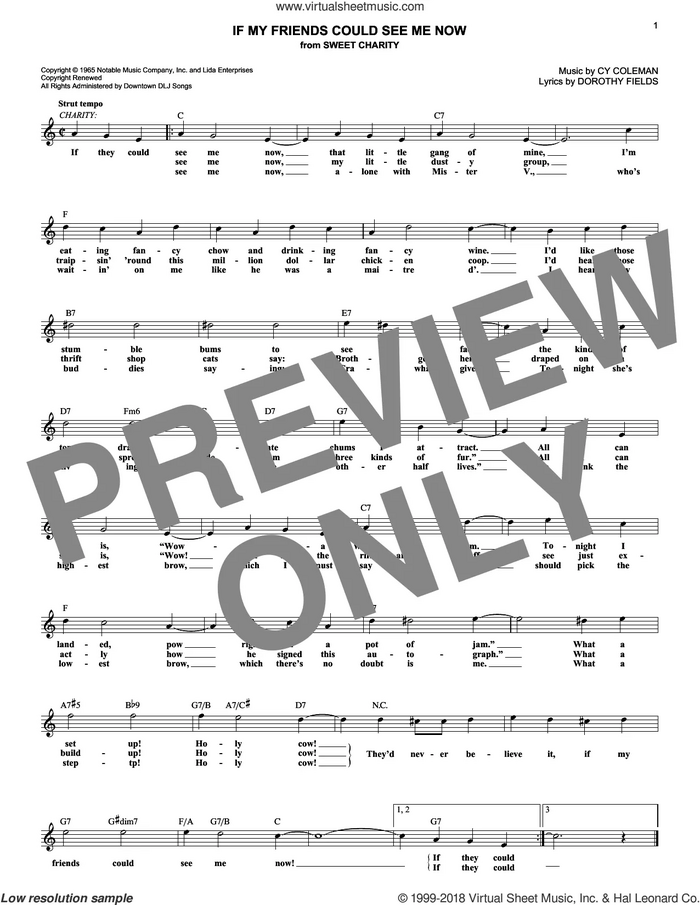 If My Friends Could See Me Now sheet music for voice and other instruments (fake book) by Dorothy Fields and Cy Coleman, intermediate skill level
