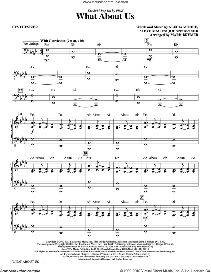 What About Us (complete set of parts) sheet music for orchestra/band by Mark Brymer, Alecia Moore, Johnny McDaid, Miscellaneous and Steve Mac, intermediate skill level