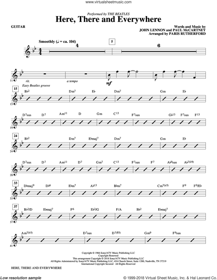Here, There And Everywhere (complete set of parts) sheet music for orchestra/band by The Beatles, George Benson, John Lennon, Paris Rutherford and Paul McCartney, wedding score, intermediate skill level