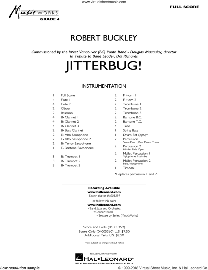 Jitterbug! (COMPLETE) sheet music for concert band by Robert Buckley, intermediate skill level