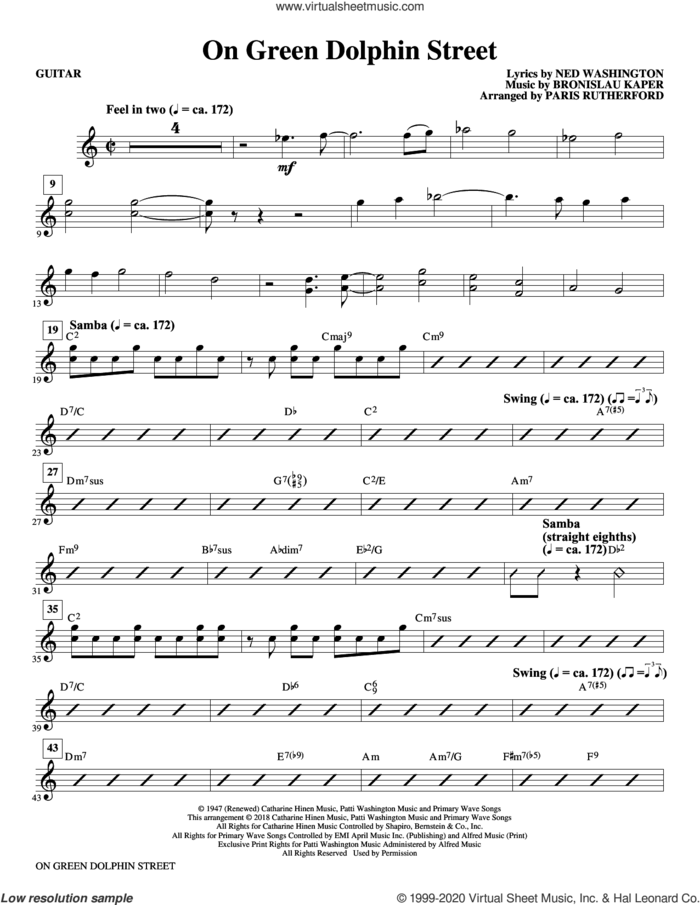 On Green Dolphin Street (complete set of parts) sheet music for orchestra/band by Ned Washington, Bronislau Kaper and Paris Rutherford, intermediate skill level