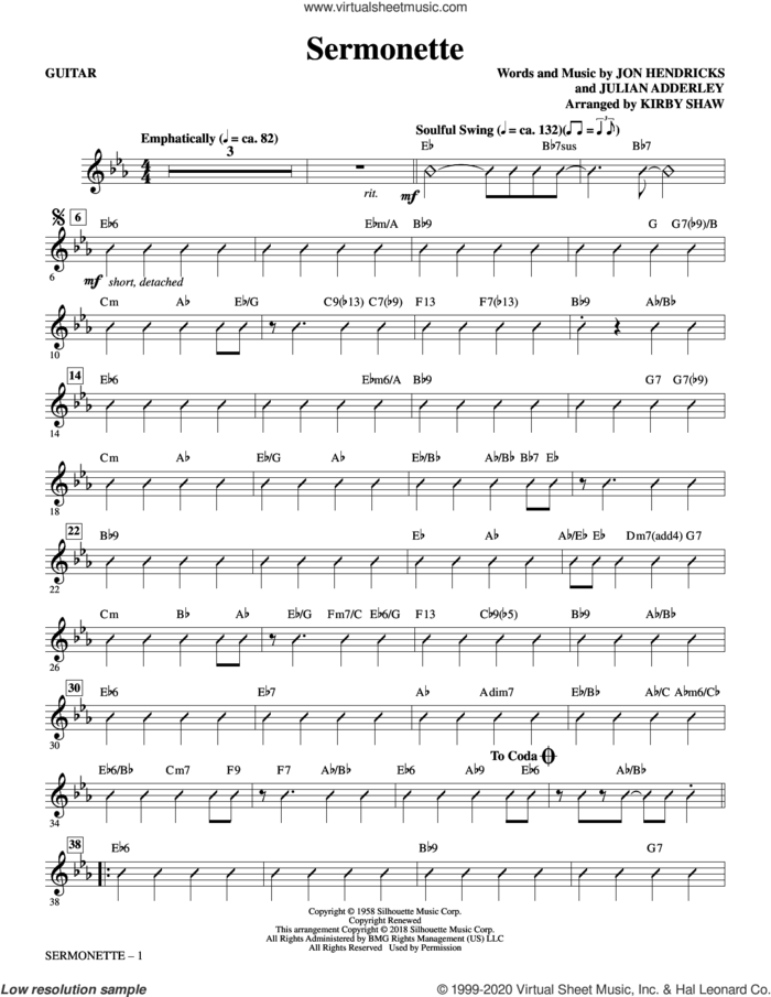 Sermonette (complete set of parts) sheet music for orchestra/band by Kirby Shaw, Jon Hendricks, Julian Adderley and Lambert, Hendricks & Ross, intermediate skill level