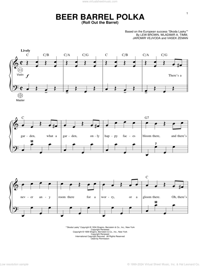 Beer Barrel Polka (Roll Out The Barrel) (arr. Gary Meisner) sheet music for accordion by Lew Brown, Gary Meisner, Jaromir Vejvoda, Vasek Zeman and Wladimir A. Timm, intermediate skill level