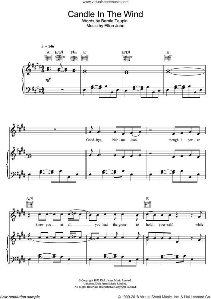 Candle In The Wind sheet music for voice, piano or guitar by Ed Sheeran, intermediate skill level