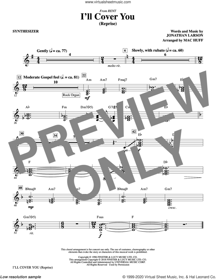I'll Cover You (Reprise) (complete set of parts) sheet music for orchestra/band by Mac Huff and Jonathan Larson, intermediate skill level