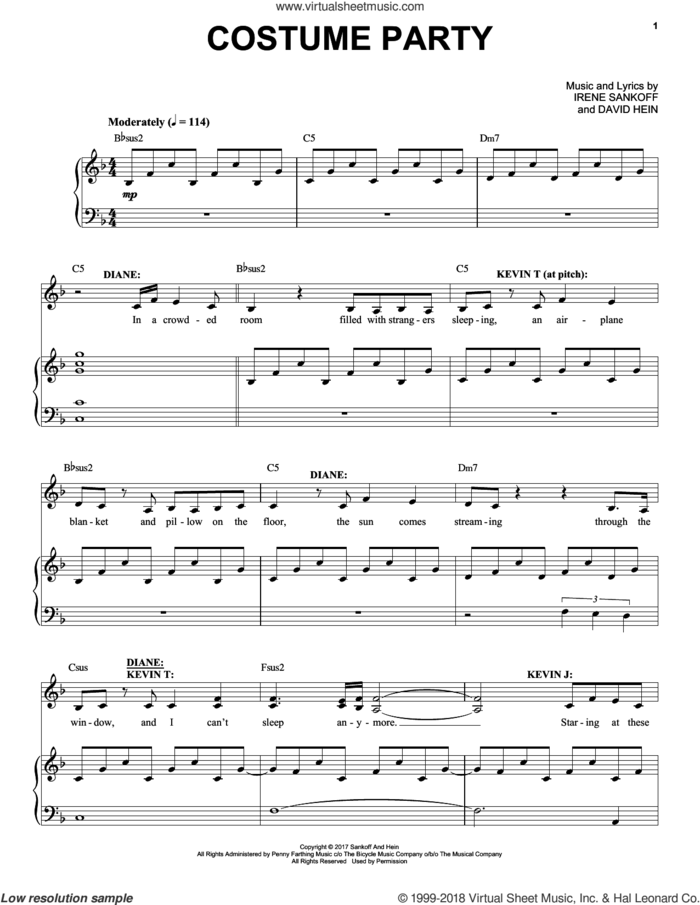 Costume Party (from Come from Away) sheet music for voice and piano by Irene Sankoff, David Hein and Irene Sankoff & David Hein, intermediate skill level