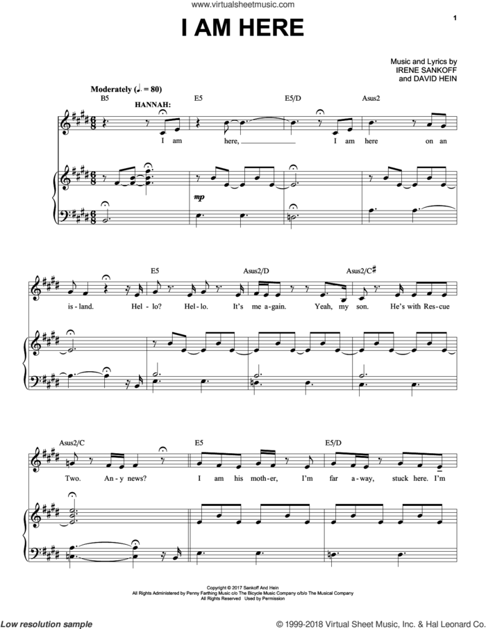 I Am Here (from Come from Away) sheet music for voice and piano by Irene Sankoff, David Hein and Irene Sankoff & David Hein, intermediate skill level