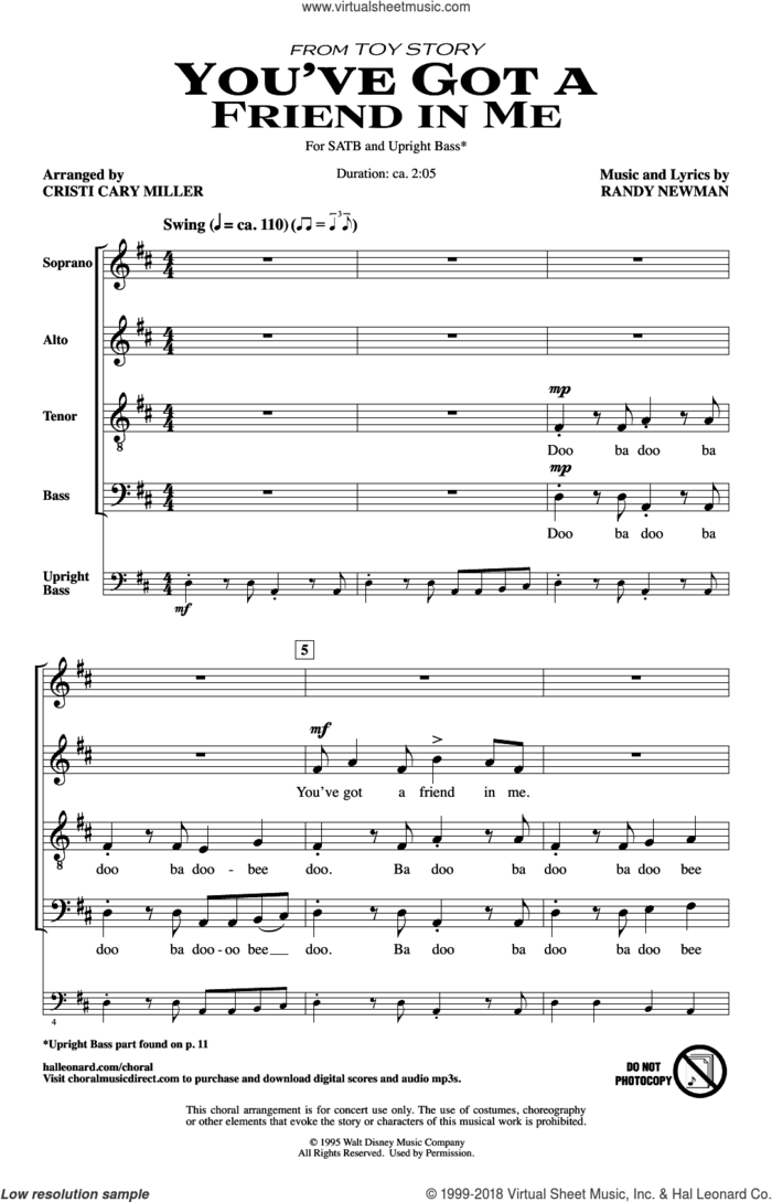 You've Got A Friend In Me (from Toy Story) (arr. Cristi Cary Miller) sheet music for choir (SATB: soprano, alto, tenor, bass) by Randy Newman, Cristi Cary Miller and Lyle Lovett, intermediate skill level