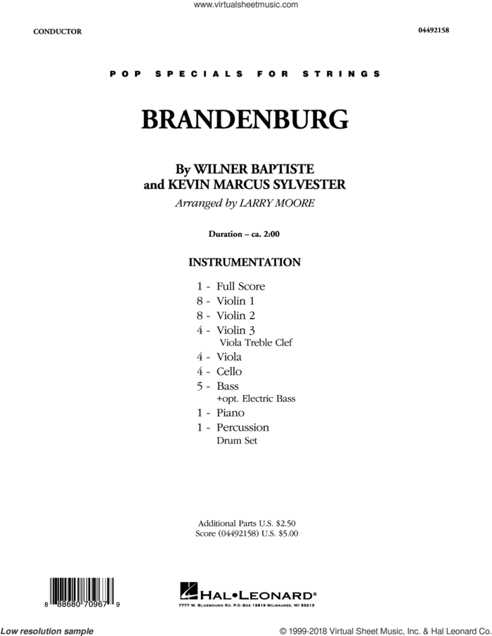 Brandenburg (COMPLETE) sheet music for orchestra by Larry Moore, Black Violin, Kevin Marcus Sylvester and Wilner Baptiste, intermediate skill level
