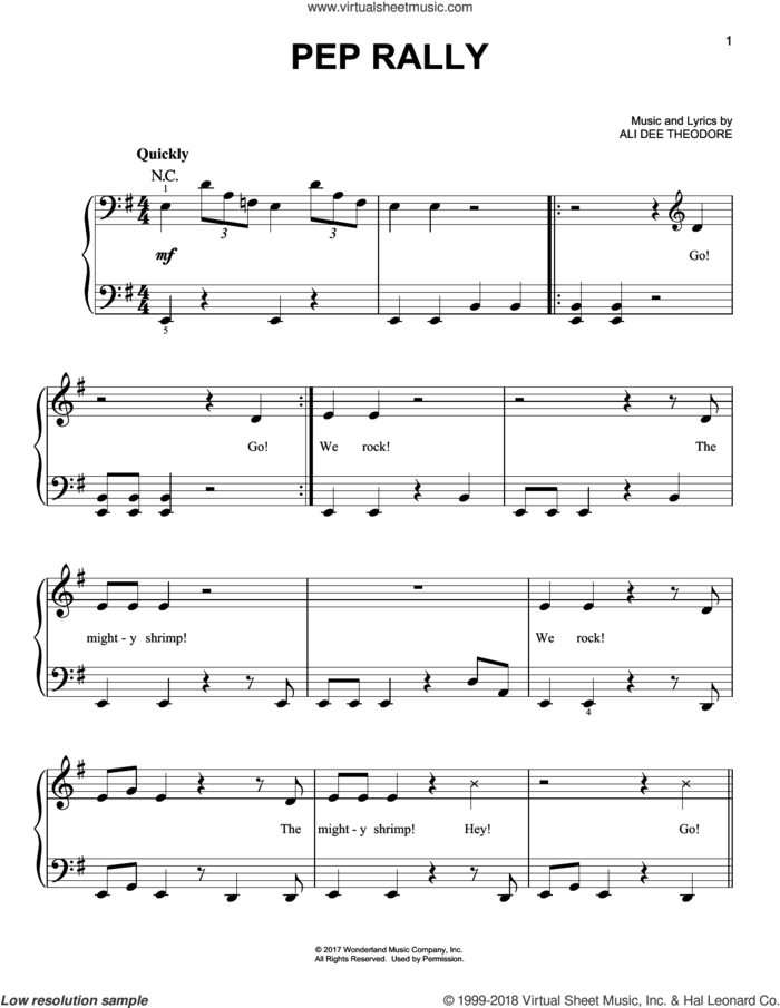 Pep Rally (from Disney's Zombies) sheet music for piano solo by Ali Dee Theodore, easy skill level