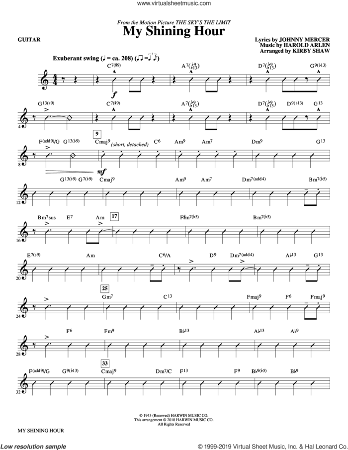 My Shining Hour (complete set of parts) sheet music for orchestra/band by Kirby Shaw, Harold Arlen and Johnny Mercer, intermediate skill level