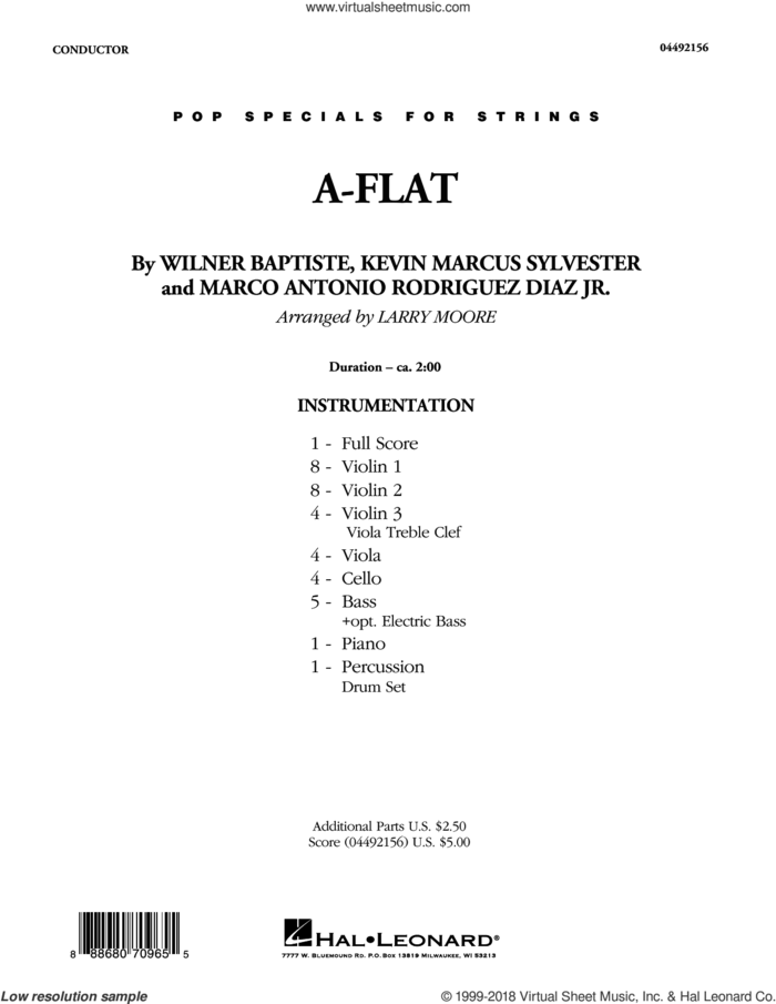 A-Flat (COMPLETE) sheet music for orchestra by Larry Moore, Black Violin, Kevin Marcus Sylvester, Marco Antonio Rodriguez Diaz and Wilner Baptiste, intermediate skill level