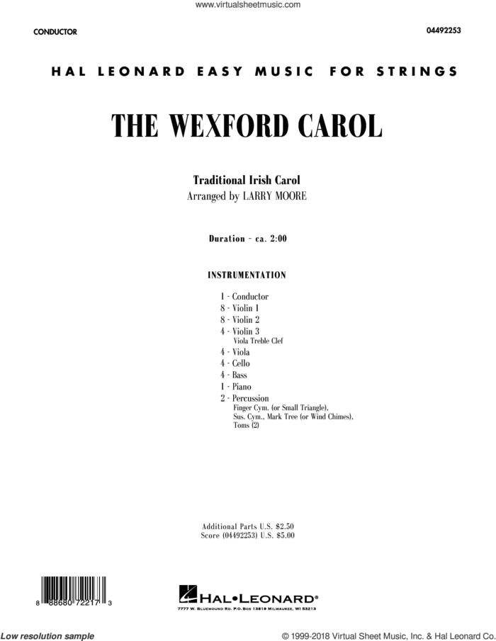 The Wexford Carol (COMPLETE) sheet music for orchestra by Larry Moore and Miscellaneous, intermediate skill level
