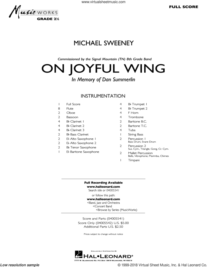 On Joyful Wing (COMPLETE) sheet music for concert band by Michael Sweeney, intermediate skill level