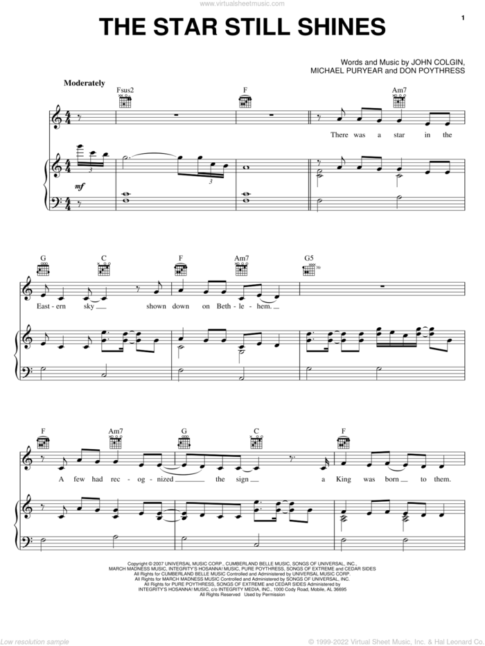 The Star Still Shines sheet music for voice, piano or guitar by Diamond Rio, Don Poythress, John Colgin and Michael Puryear, intermediate skill level