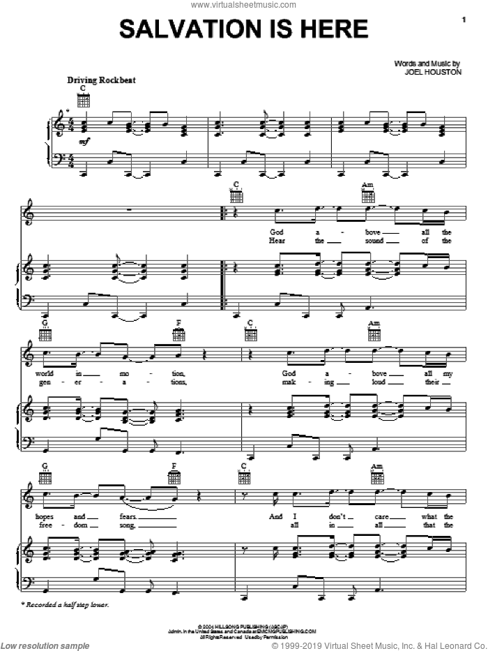 Salvation Is Here sheet music for voice, piano or guitar by Lincoln Brewster and Joel Houston, intermediate skill level