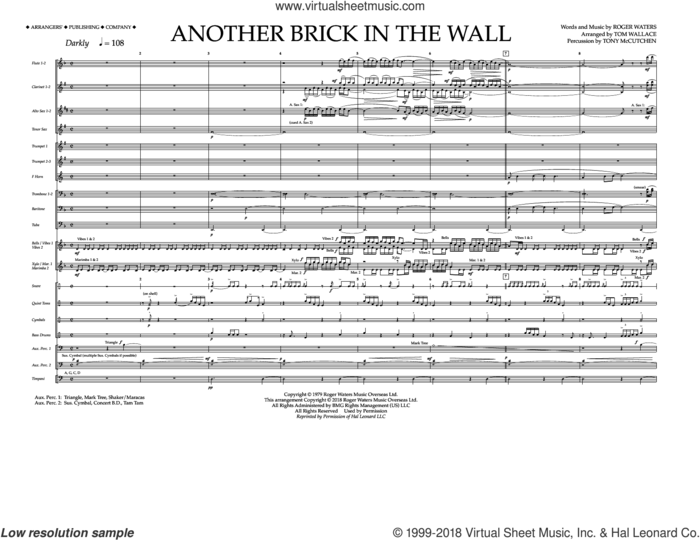 Another Brick in the Wall (COMPLETE) sheet music for marching band by Pink Floyd, Roger Waters and Tom Wallace, intermediate skill level