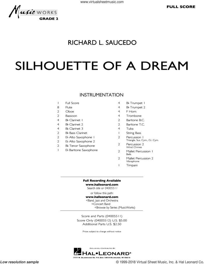 Silhouette of a Dream (COMPLETE) sheet music for concert band by Richard L. Saucedo, intermediate skill level